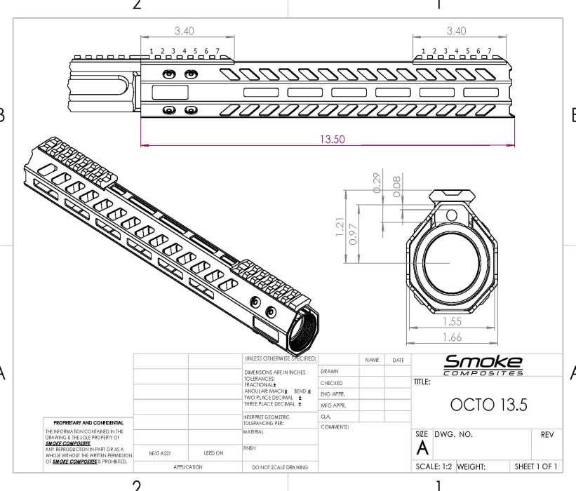 SMOKE COMPOSITE | AR15 OCTO HANDGUARD 15"